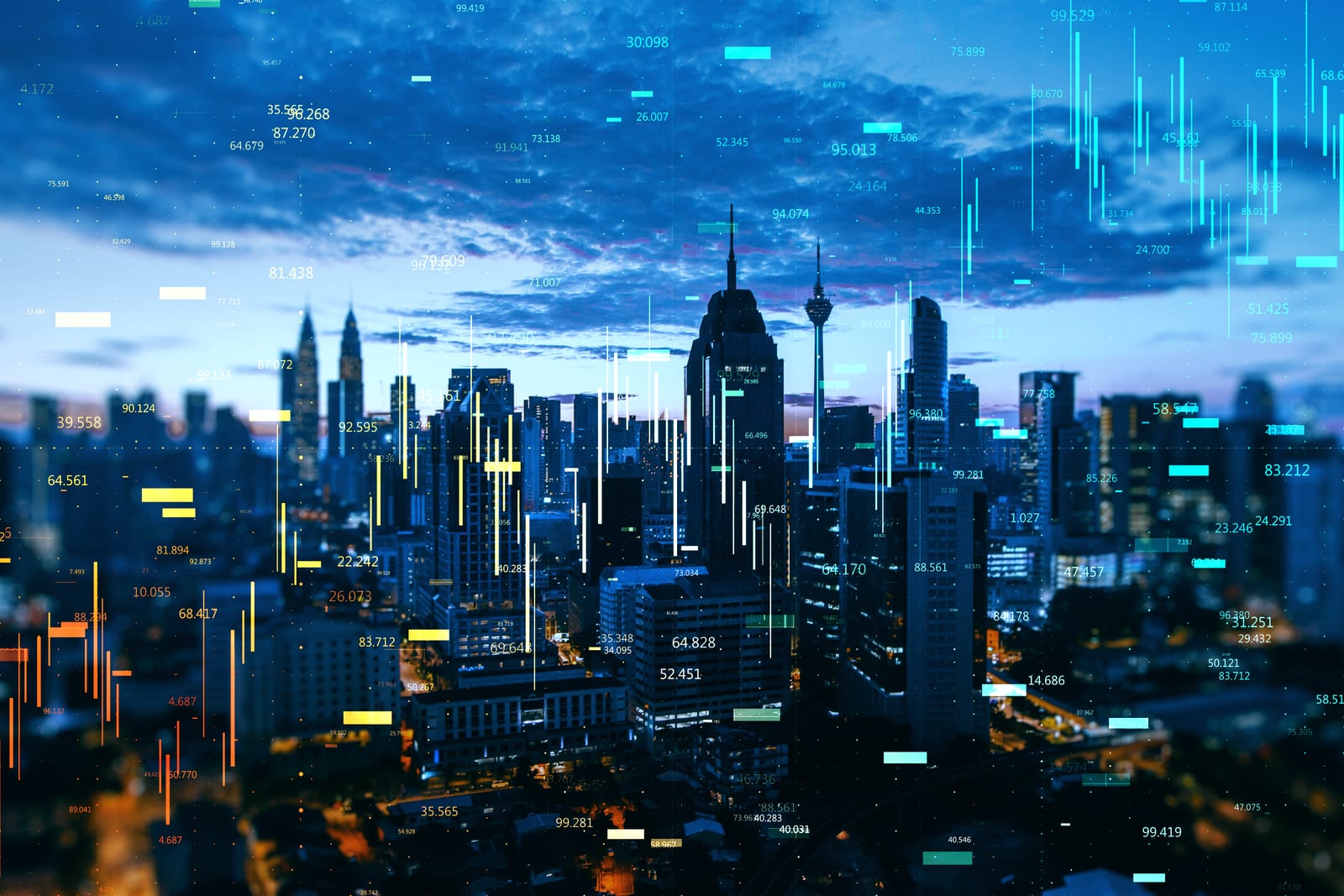 Digital city skyline